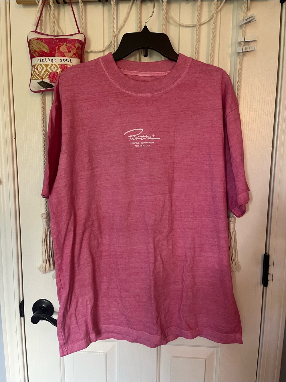 LN Primitive Skateboarding Angelo Pink Dirty P Heavyweight Oversized T-Shirt L